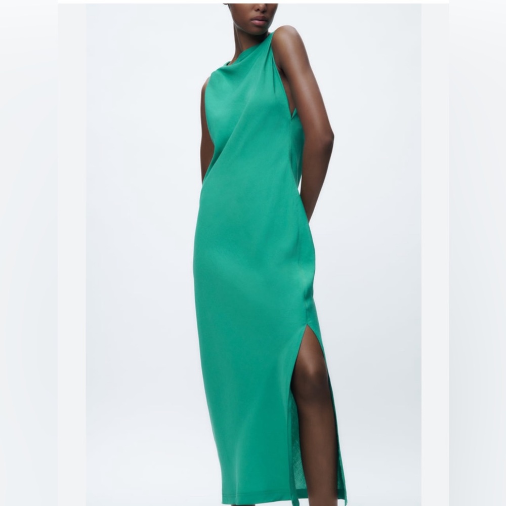 Zara linen blend dress. size S